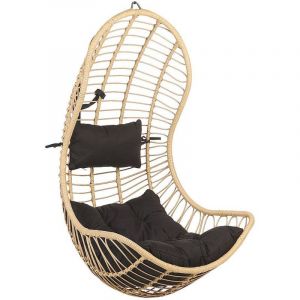 Beliani Fauteuil suspendu en rotin beige PINETO