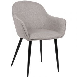 CLP Chaise de salle à manger Boise en Tissu avec Piètement en Métal noir, Gris
