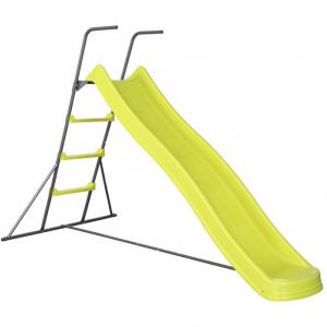 Habitat et Jardin Toboggan de jardin &agrave; double vague "Poly" en vert - 240 x 120 x 156 cm