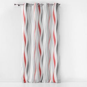 Douceur d'Int&eacute;rieur Rideau A Oeillets 140 x 280 CM Polyester Imprime ONDULYS Rouge