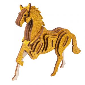 Dam Puzzle 3d en bois. Design de cheval. 32 pi&egrave;ces.