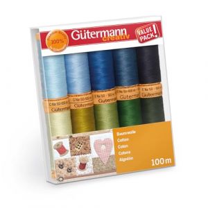 Gutermann Thread Set: Natural Cotton C. No.50: 10 x 100m: Colour Assortment 5