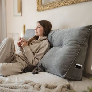 Bj&ouml;rn&Schiller coussin de dossier gris 180 cm coussin de lecture pour lit et canap&eacute; coussin triangulaire coussin lombaire