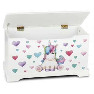 Leomark Coffre à jouets en bois motif la Licorne