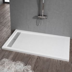 Stano Receveur de douche 70 x 100 cm extra plat ELITE en résine surface ardoisée blanc - Blanc