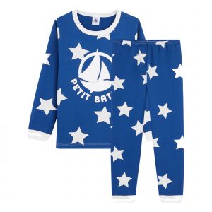 Image de Petit Bateau 5753001 Pyjama à Étoiles Garçon en Molleton,Major/Ecume,2 ans