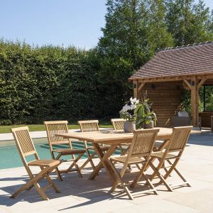 Macabane HARRIS - Salon de jardin en teck 8/10 personnes