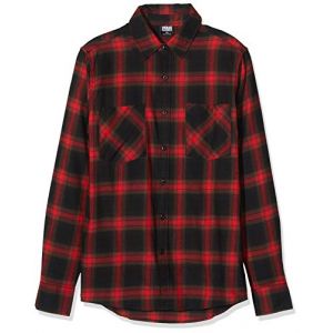 Urban classics Hemd Checked Flanell Shirt 6 Chemise Casual, Multicolore (Black/Red 02374), M Homme