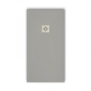 Stano Receveur de douche 90 x 190 cm extra plat PURE en résine surface ardoisée gris Grille inox
