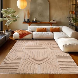 Teppium Tapis de Salon et Chambre &agrave; Poils Boucl&eacute;s Rose 60 x 110 cm style boh&egrave;me scandinave tapis d&eacute;coratif