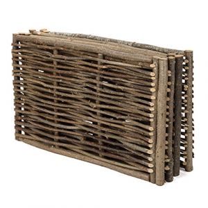 La cordeline Carré Potager en Branches de Noisetier Tressées Naturel, 90 x 90 x 50 cm TFS2, Marron