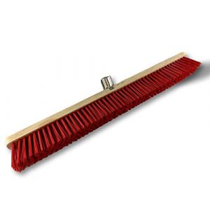 Image de Kibros Balai d'atelier Type cantonnier | Lot de 3 | Piste Extérieur | Longueur 80 cm | Garnissage Brosse PVC Rouge | Semelle Bois | Douille métal boulonnée Ø 28 mm | sans Manche | 2380Bx3