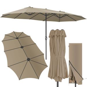 Parasol double Kingsleeve taupe 460x270cm protection UV 50+