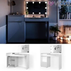 Coiffeuse "Little Lilli" Blanc brillant avec éclairage led Vicco
