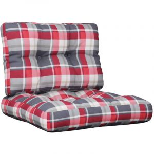 VidaXL Coussins De Palette Lot De 2 Motif À Carreaux Rouge Tissu
