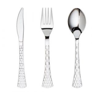 Ménagère 120 couverts de table réutilisables argent - decorline 3882