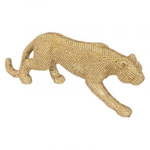 Atmosphera Objet déco Panthère en résine dorée pailletée L 28.5 cm Doré