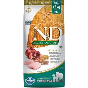 Image de Farmina N&D ANCESTRAL Grain Dog Chicken, Spelt, Oats and Pomegranate Adult Medium & Maxi 15KG