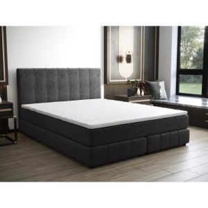 Ensemble complet boxspring tête de lit + sommier + matelas + surmatelas - 160 x 200 cm - Velours - Anthracite - HIDA de YSMÉE