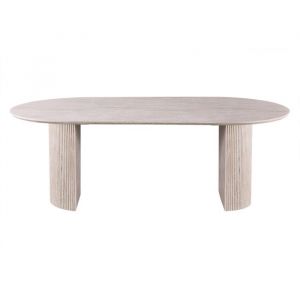 LAGOS - Table à manger ovale couleur travertin 200 cm