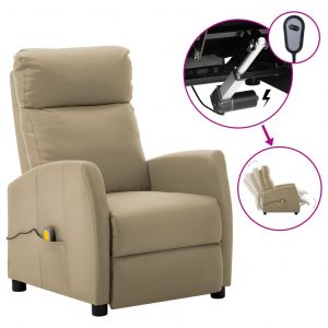 VidaXL Fauteuil inclinable électrique de massage Similicuir Cappuccino