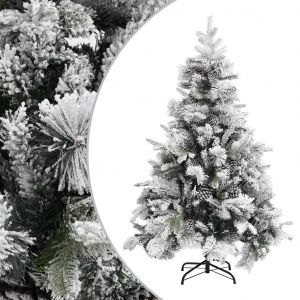 Image de VidaXL Sapin de No?l ? flocons de neige et pommes de pin 150 cm PVC/PE