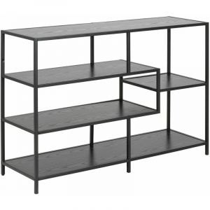 Bibliothèque ouverte Sireine 4 étagères en mdf et métal - Longueur 114 Profondeur 35 Hauteur 78cm - Noir