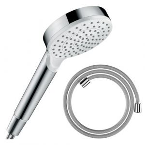 Hansgrohe Pommeau de douche Crometta EcoSmart blanc/chromé + flexible de douche Designflex 200 cm chromé - blanc chromé