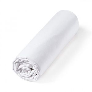 Drap housse en Percale de coton bonnet 30 cm 120x190 cm Blanc