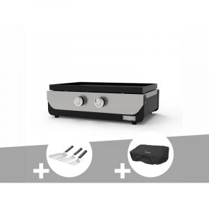 Le Marquier Plancha ORIGINAL Gaz 260 Duo + Kit 3 spatules + Housse de protection