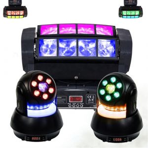 Ibiza Light Pack Jeux Lumière Ibiza Spider 8x10W DMX - 2 Lyres 30W STAR-WASH - Fête Pro Anniversaire Soirée Bar Mariage DJ Mobile Club