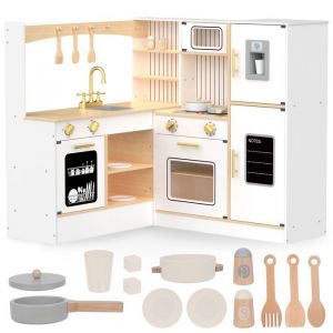 Cuisine Enfant en Bois - Mamabrum - XXXL - Micro-Ondes - Lumière & Son - Distributeur de Glaçons
