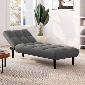 Idmarket Méridienne clic clac SALOME capitonnée 80 x 180 cm tissu gris anthracite