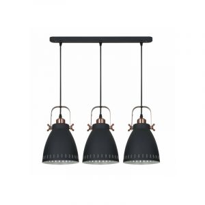 Image de Italux Suspension industrielle et rétro Franklin Graphite sablé, cuivre rouge 3 ampoules