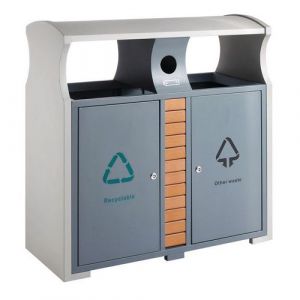 Poubelle d'ext&eacute;rieur tri s&eacute;lectif-piles 2x39L gris,