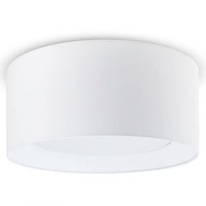 Plafonnier Table &agrave; Manger D&eacute;co Salon Moderne Bureau Rond Abat-Jour Tissu E27 Blanc, &Oslash;45cm - Paco Home