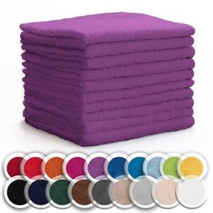 NatureMark Lot de 10 débarbouillettes en Tissu éponge, 100% Coton, 30 x 30 cm, Violet