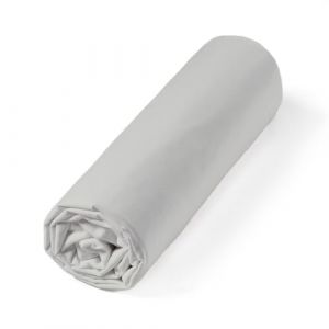 ALPES BLANC - Drap housse Percale 80 fils - Gris clair 140x190 - Grand bonnet 30 cm – Fabrication Européenne – Doux résistant