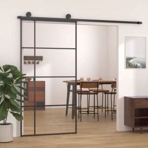 VidaXL Porte coulissante Verre ESG et aluminium 102,5x205 cm Noir