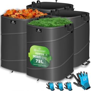 Kesser - Sac de jardin Pop-Up Sac à feuilles Sac à déchets de jardin avec gants Autonome avec poignées Stable Robuste & Pliable Anthracite / Noir, 4x