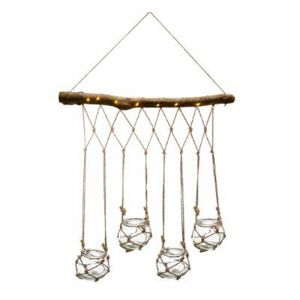 Image de Suspension Design à Led "4 Soliflores" 70cm Naturel Prix