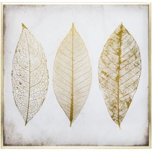 Atmosphera Toile imprimée cadre Feuilles Dorées 58 x 58 cm