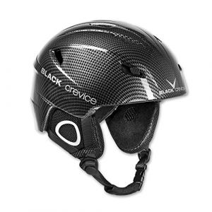 BLACK CREVICE Casque de ski Kitzb&uuml;hel I Casque de ski au design sportif en diff&eacute;rentes couleurs I Casque de ski hommes & femmes I Casque en polycarbonate I Casque de ski respirant I Taille r&eacute;glable (L, noir carbone)