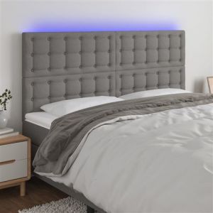 VidaXL Hoofdbord LED 180x5x118/128 cm stof donkergrijs3122873