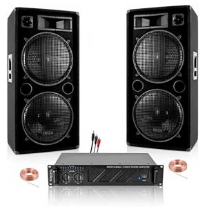 Image de Ibiza Sound Pack Sono 7000W Total 2 Enceintes 2000W - Ampli ventilé 3000W - Câbles - Mariage - Salle des fêtes - DJ - Soirée