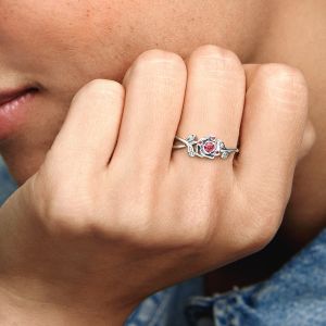 Image de Pandora Bague Disney La Belle et La Bête Rose - Taille Taille 60