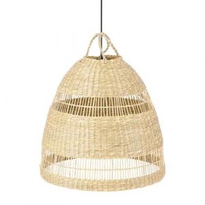 Barcelona led BarcelonaLED Suspension de Plafond en Osier Naturel Bohème Rustique Nordique Abat-Jour Rotin Bois de Bambou avec Douille E27 Noire pour Salle à Manger Salon