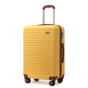 Kono Valise Moyenne 67cm, Valise Soute en ABS Valise Rigide 4 roulettes Valise de Voyage avec Serrure TSA, 65L (Jaune)
