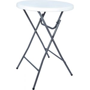 BRASQ Bartable Blanc/Gris ø80 x 110 cm - Table de bar - Table pliante - Pliable en plastique et métal pour l'intérieur et l'extérieur