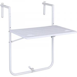 Image de SVITA table de balcon table suspendue pliante gain de place suspendue ext&eacute;rieur blanc